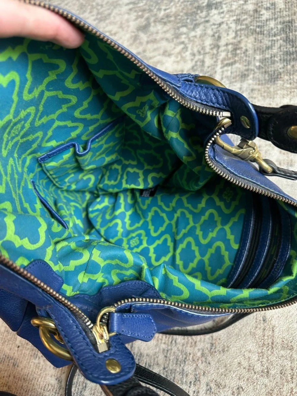 orYANY Royal Blue Pebbled Leather Slouchy Hobo Bag Crossbody